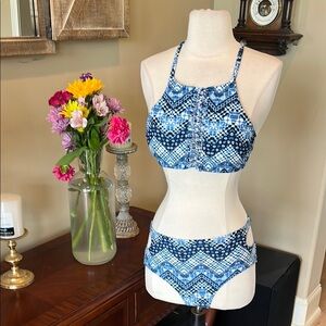 Blue Geometric Bikini Set